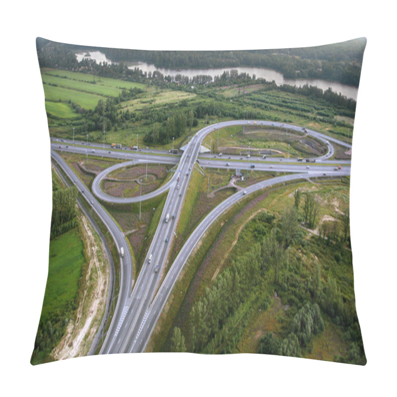 Personality  Aerial View Of Overpass, Ringway, Aerial Photo Pillow Covers