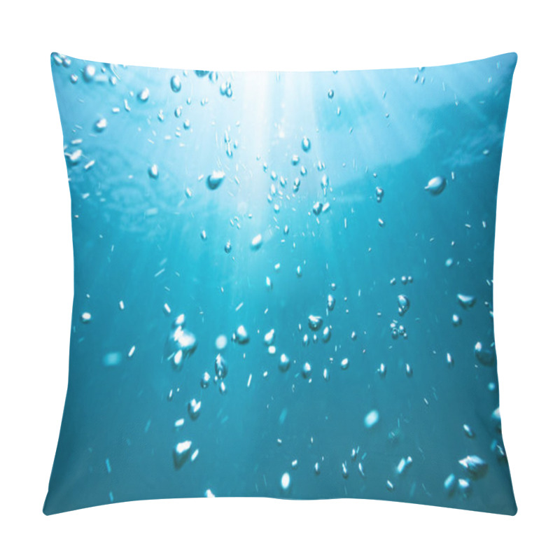 Personality  Underwater Light Creates A Beautiful Veils, Consisting Of Sunlight. Underwater Ocean Waves And Bubbles.  Pillow Covers