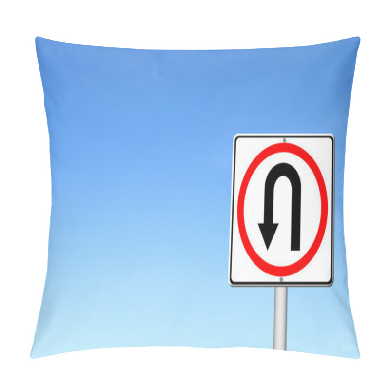 Personality  Turn Back Road Sign Over Blue Sky Pillow Covers