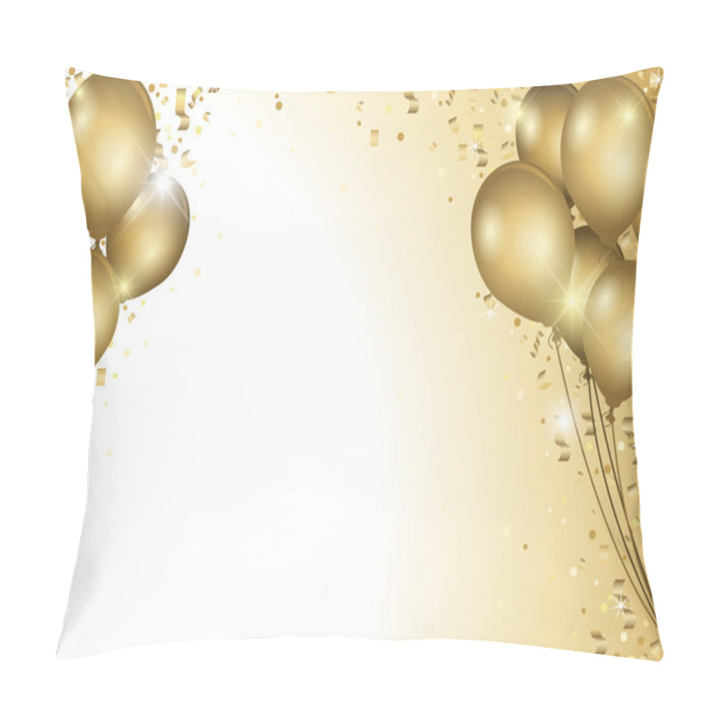 Personality  Holiday Background With Gold Balloons Pillow Covers