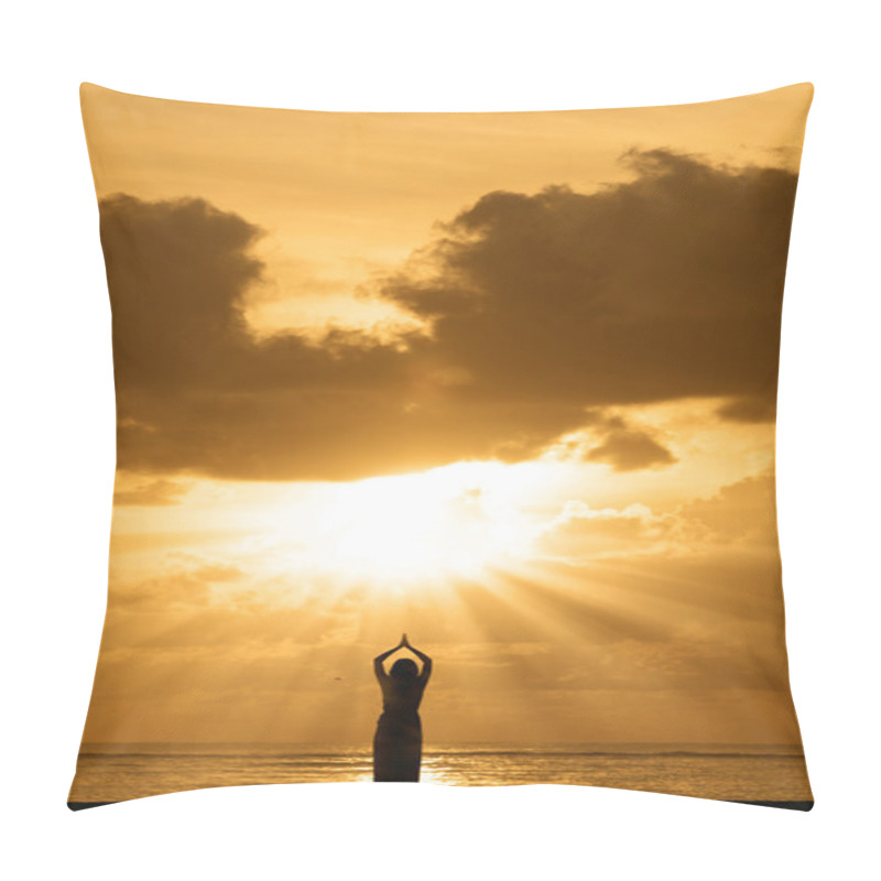 Personality  Yoga At Sunrise Pillow Covers