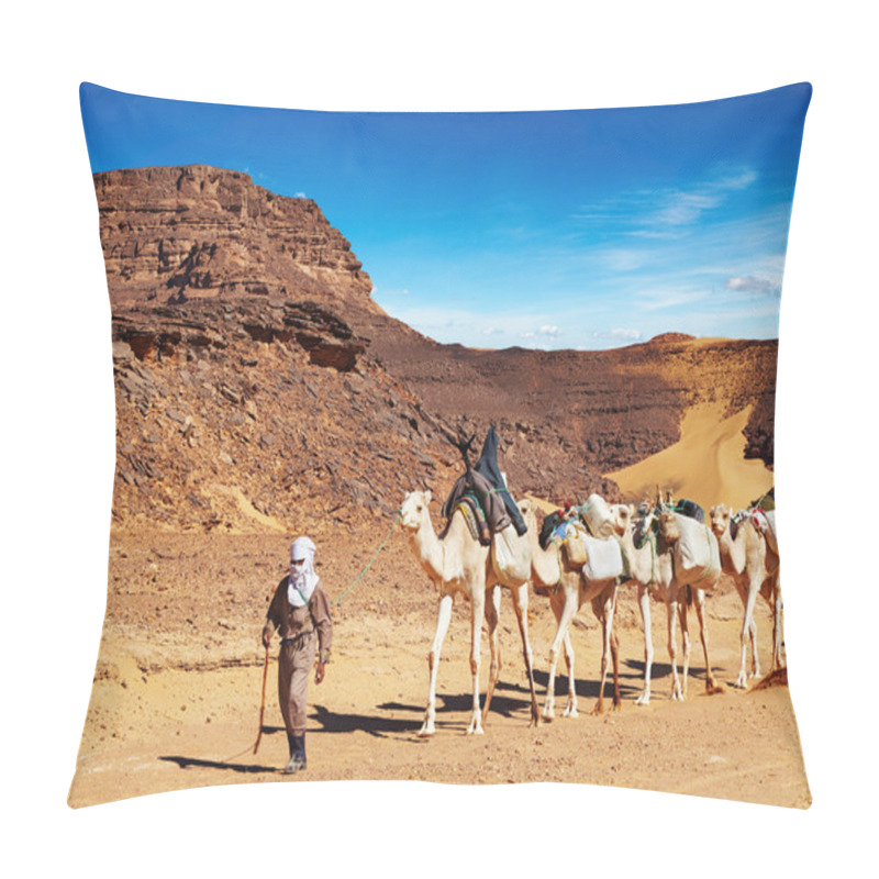 Personality  Camels Caravan In Sahara Desert, Algeria Pillow Covers