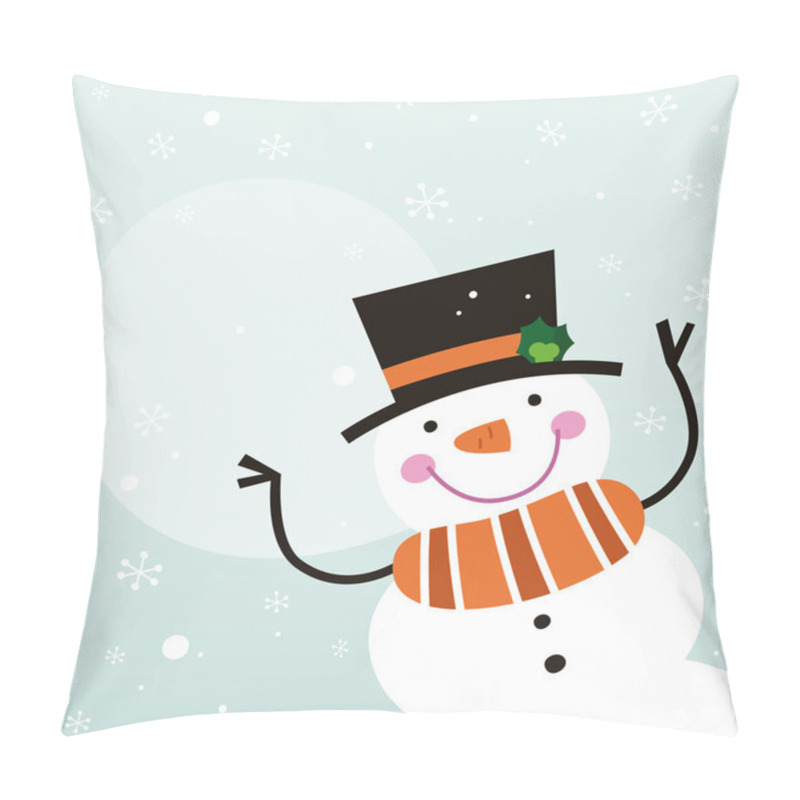 Personality  Cute Happy Cartoon Snowman With Copy Space Pillow Covers