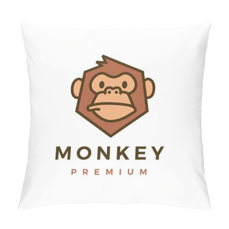 Personality  Monkey Chimp Gorilla Logo Vector Icon Illustration Pillow Covers