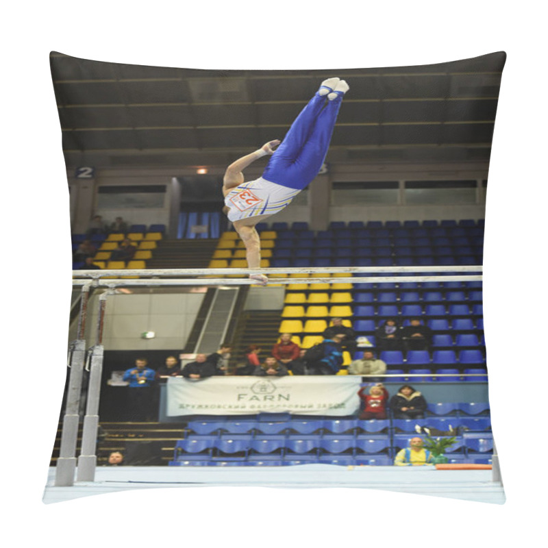 Personality  Male Gymnast Performing During Competition Pillow Covers