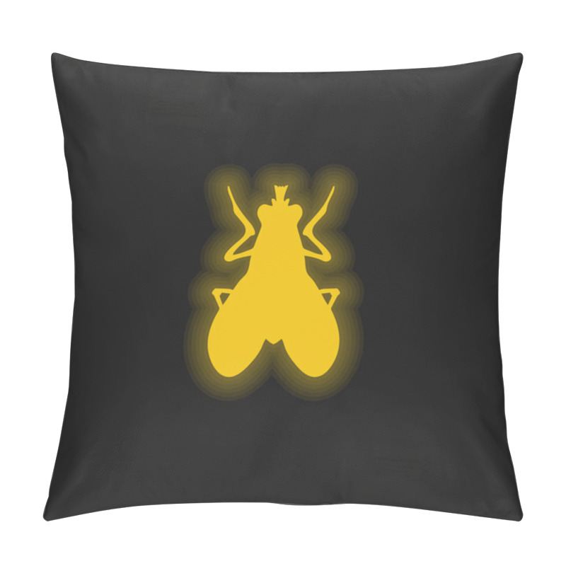 Personality  Blow Fly Insect Shape Yellow Glowing Neon Icon Pillow Covers