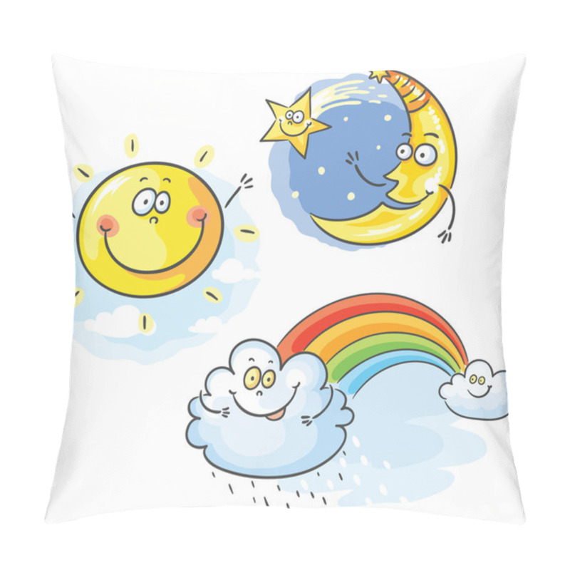 Personality  Set Of Cartoon Moon, Cloud And Sun Pillow Covers