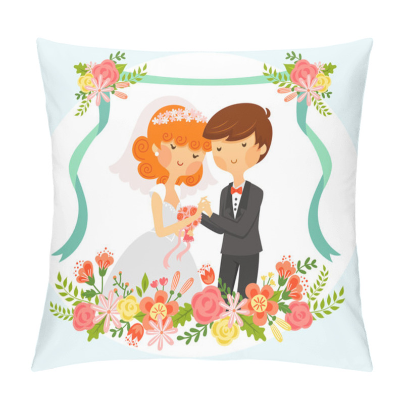 Personality  Cartoon Bride And Groom Pillow Covers