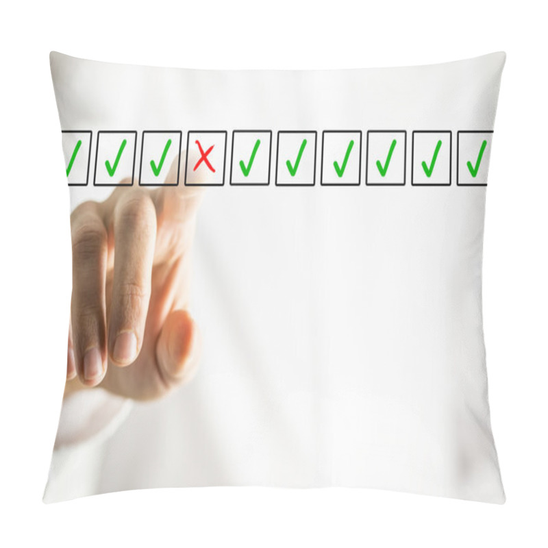 Personality  Man Selecting A Cross From A Line Of Check Marks Pillow Covers