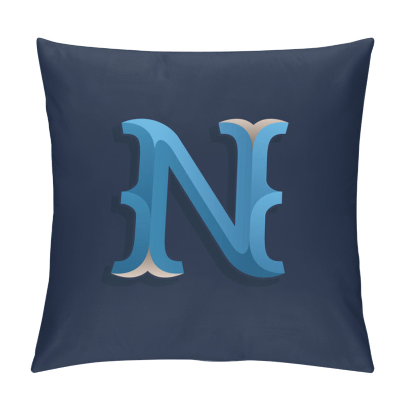 Personality  N Letter Logo In Retro Marine Style.  Pillow Covers