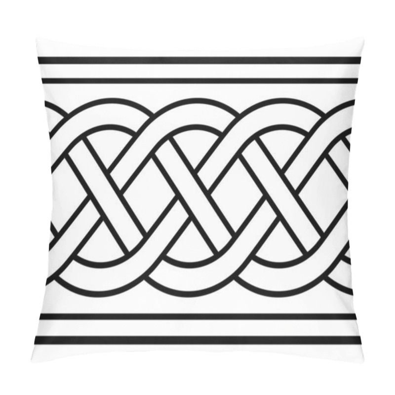 Personality  Cable Knit Or Braid Pattern, Seamless Tile For Creating Borders In Retro Style. Overlapping And Crossing Lines Form A Multi-layered Texture. The Tile Can Be Seamlessly Extended Horizontally. Vector. Pillow Covers