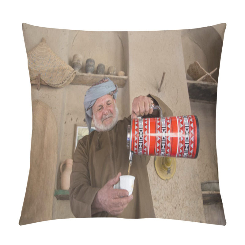 Personality  Omani Man Serving Arabic Coffee Pillow Covers