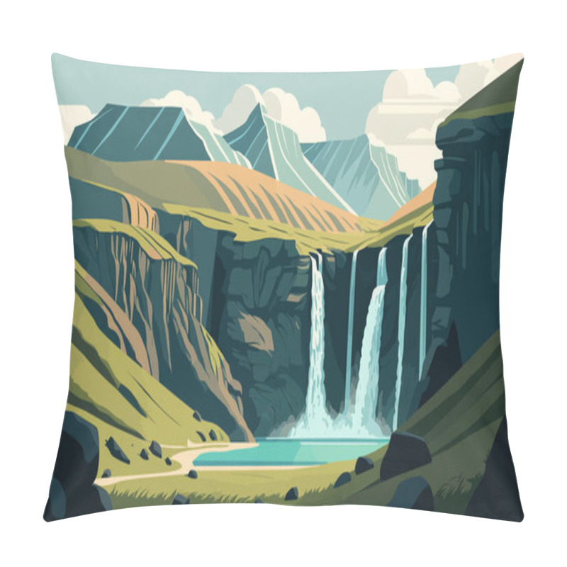 Personality  Beautiful Landscape Of Iceland. Vector Illustration. Pillow Covers