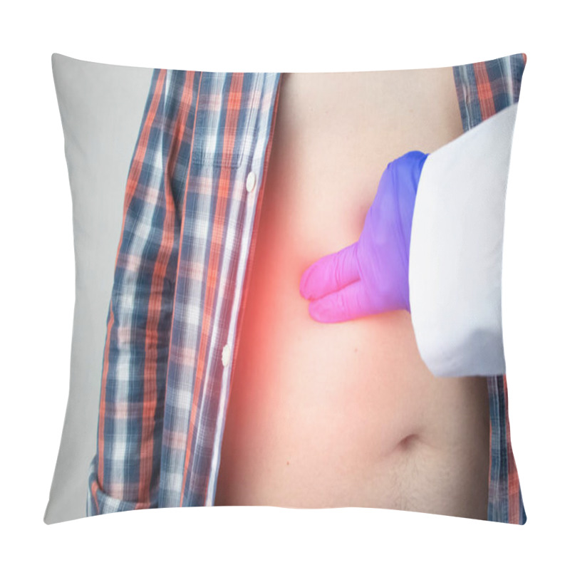 Personality  A Man Grabs His Right Side Under The Ribs. Pain In The Liver. Pain Syndrome In Liver Disease. Pillow Covers