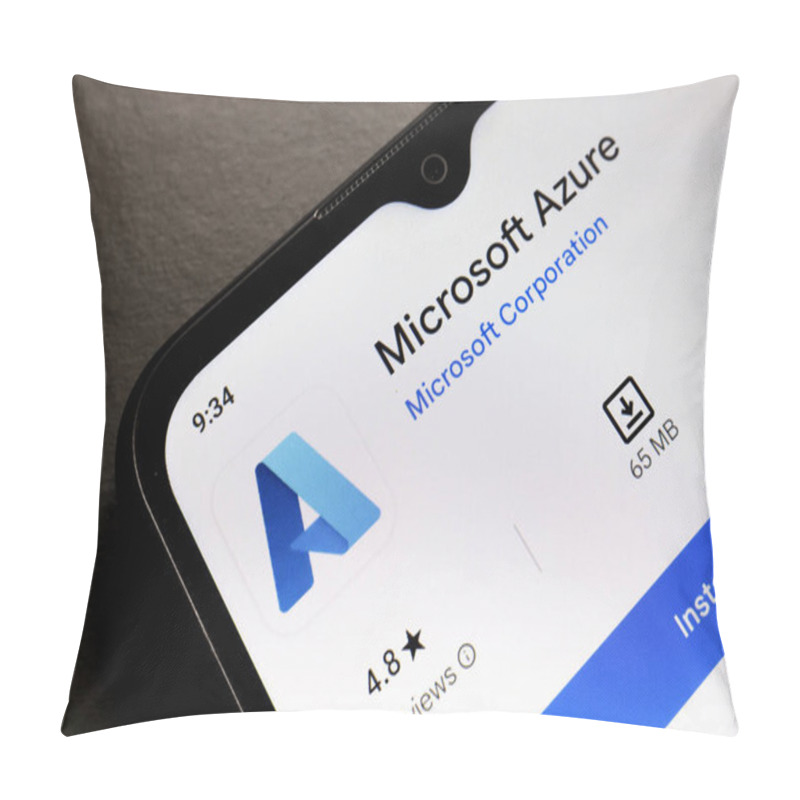 Personality  October 25, 2024, Brazil. In This Photo Illustration, The Microsoft Azure App Logo Is Displayed On A Smartphone Screen Pillow Covers