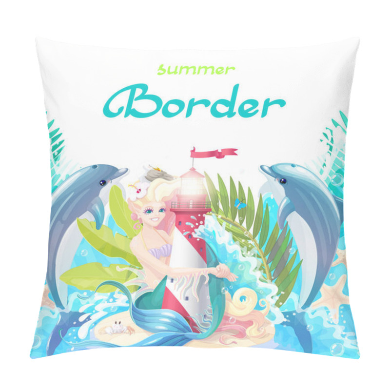 Personality  Vector Cartoon Sea Border Background Pillow Covers