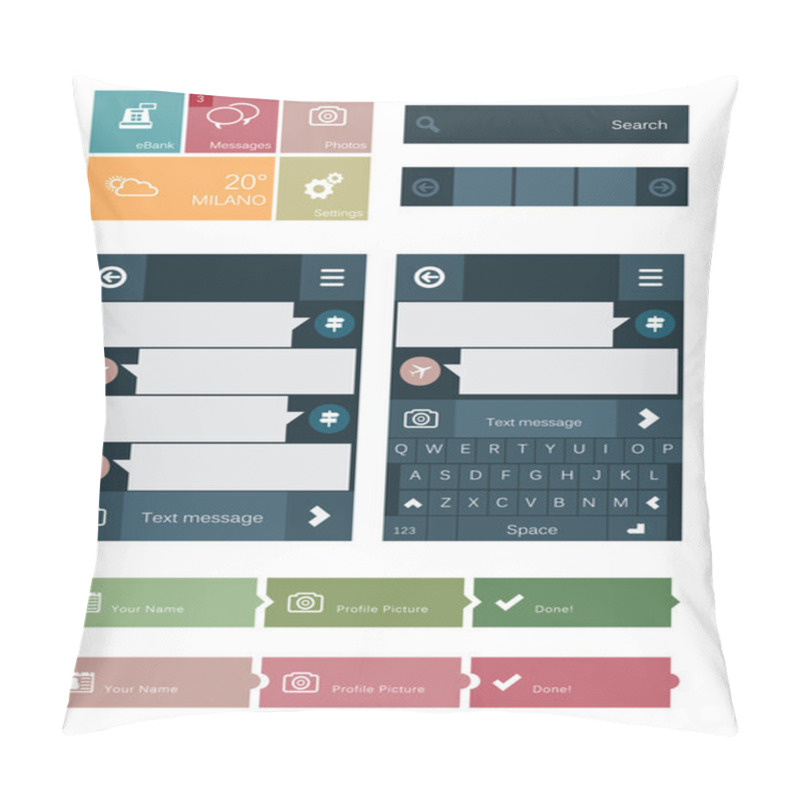 Personality  Flat User Interface Elements Pillow Covers