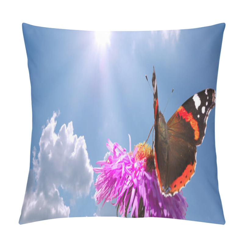 Personality  Butterfly On Flower Against Sky Pillow Covers