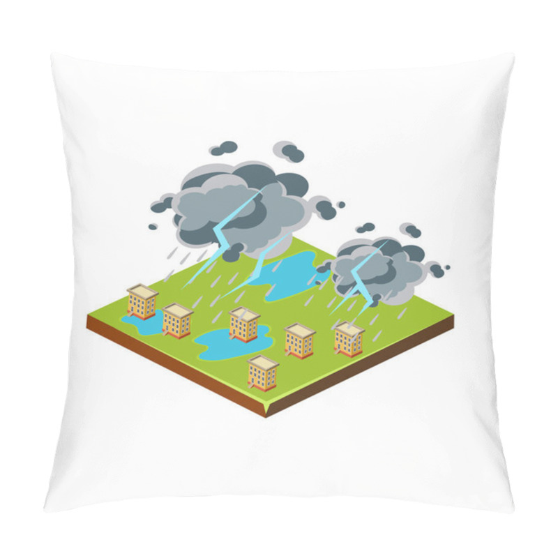 Personality  Thunderstorm. Natural Disaster Icon. Vector Illustration Pillow Covers