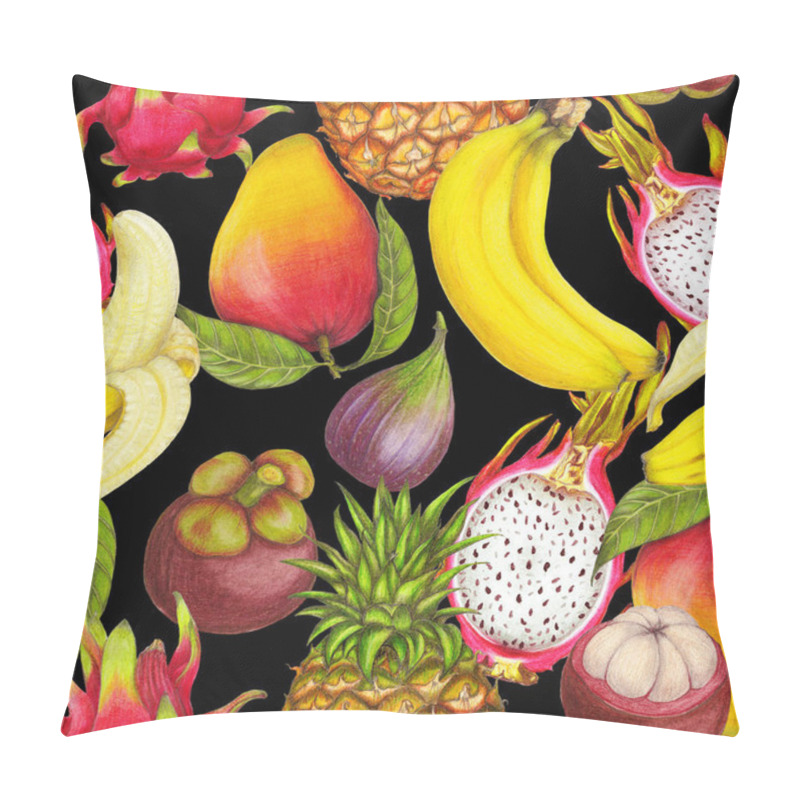 Personality  Seamless Tropical Pattern Of Hand Drawn Fresh Juicy Fruits Pillow Covers