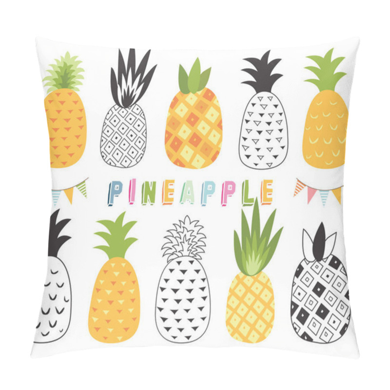 Personality  Tropical Pineapple Set - A Vector Illustration Of Tropical Pineapple Set. Perfect For Holiday, Celebration, Greeting Card, Packaging And Many More. Pillow Covers