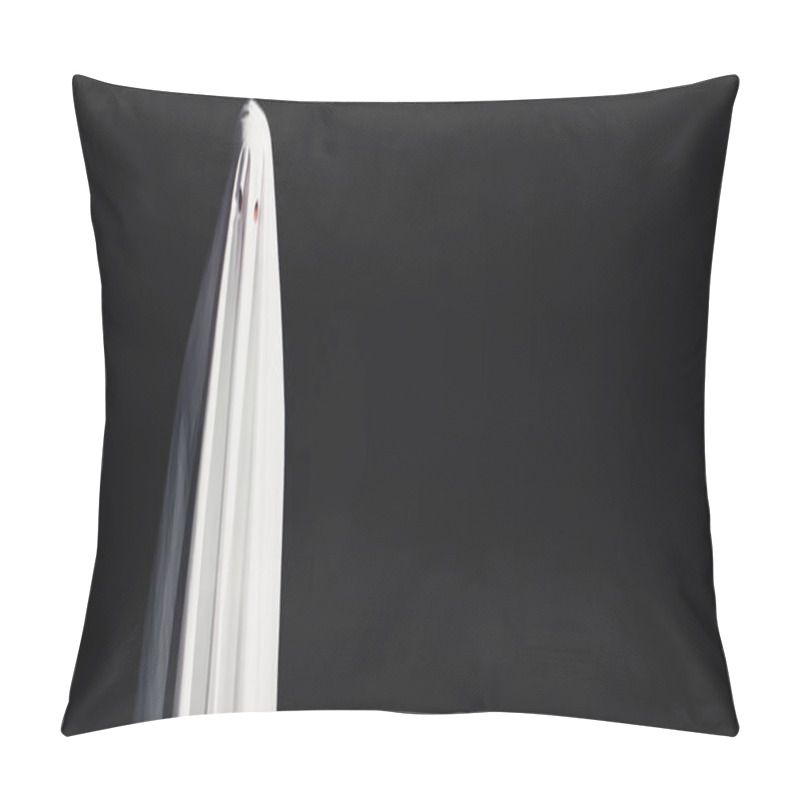 Personality  Panoramic Shot Of Ghost In White Bedsheet Isolated On Black With Copy Space Pillow Covers