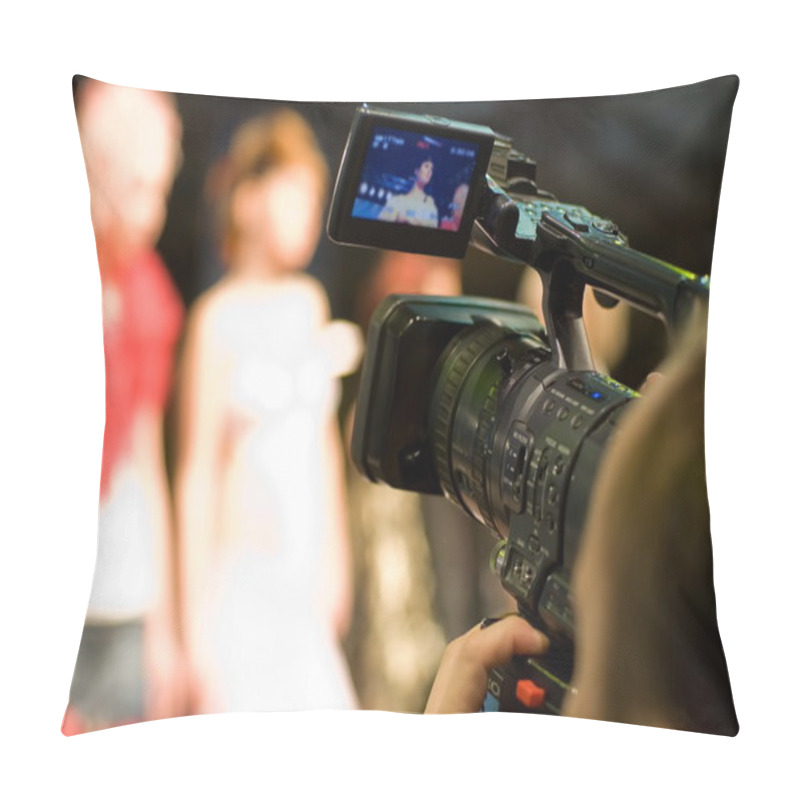 Personality  Cameraman With Digital Video Camera (shallow DoF) Pillow Covers