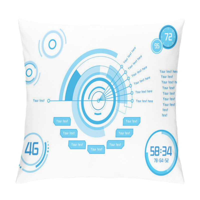 Personality  Blue Infographics As Head-up Display Pillow Covers