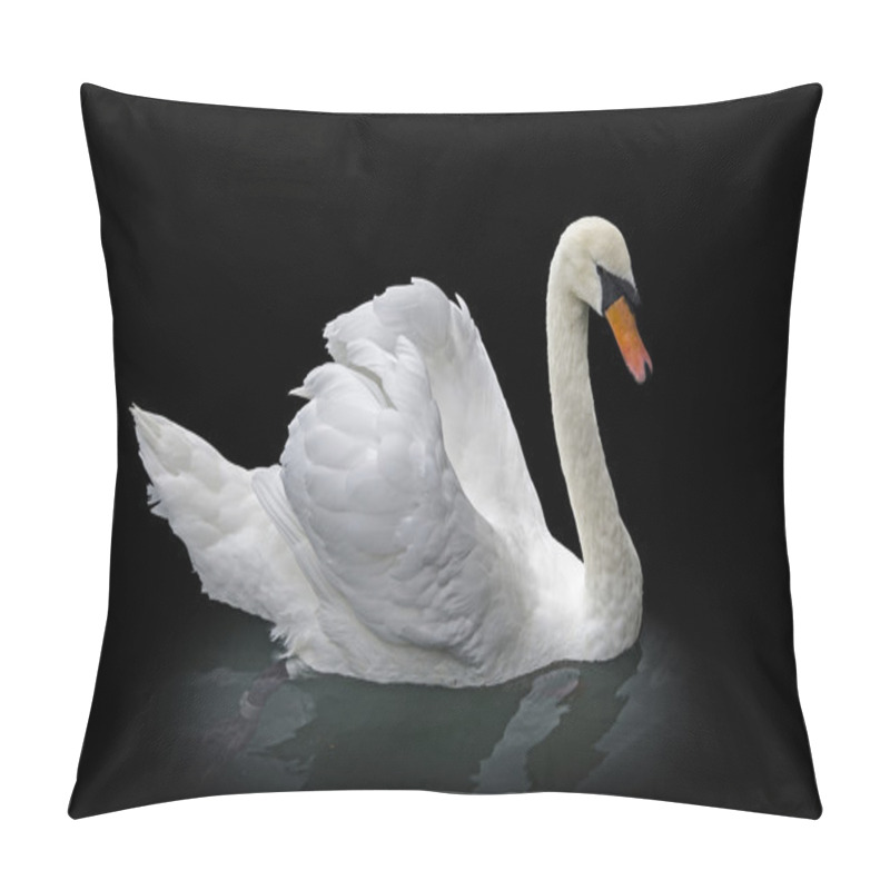 Personality  Swan On Black Background Pillow Covers