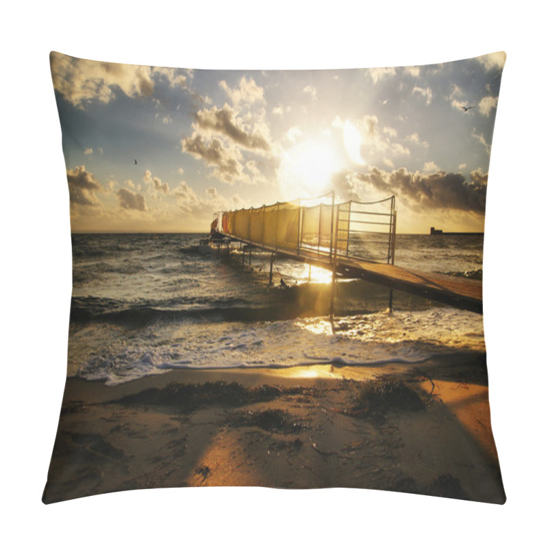 Personality  Beautyful, Golden Sunset Over The Sea Pillow Covers