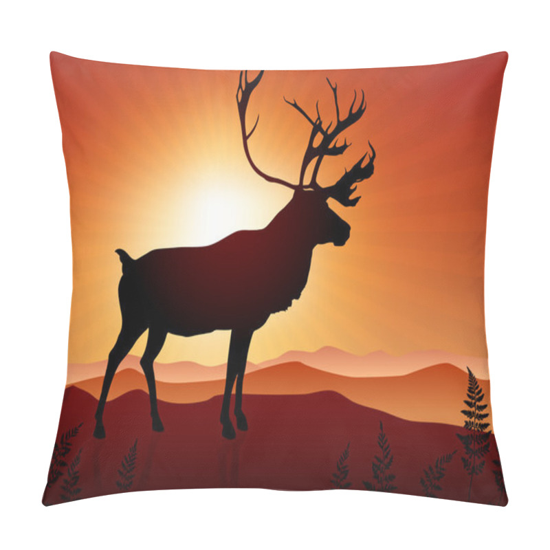 Personality  Deer Ib Sunset Background Pillow Covers