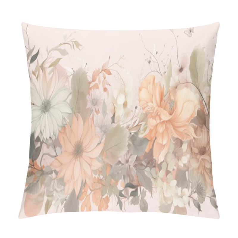 Personality  A Soft-toned Botanical Illustration With Intricate Floral And Leaf Details. This Artwork Combines Natural Beauty With Vintage-inspired Elegance, Offering A Serene And Timeless Aesthetic. Pillow Covers