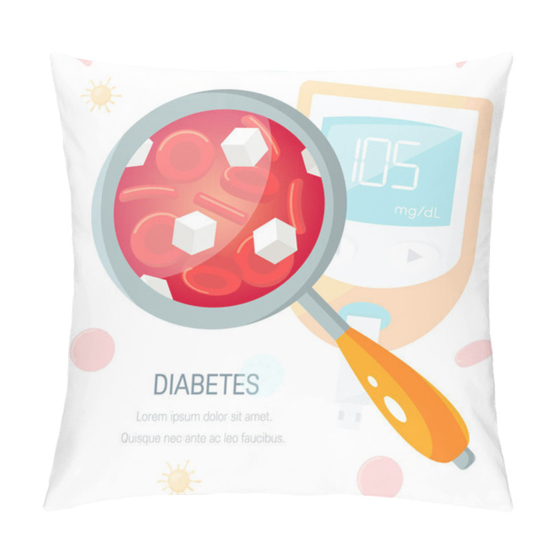 Personality  Diabetes Concept In Flat Style, Vector Design Pillow Covers