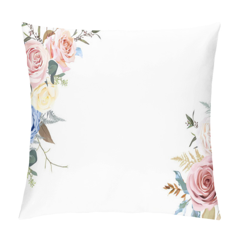 Personality  Banner Style Floral Beige Frame Arranged From Leaves And Flowers Pillow Covers