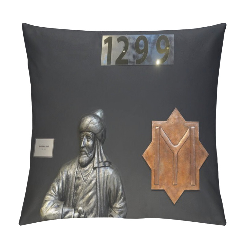 Personality  Manzikert, Turkey, July, 30, 2024, Journey Through Turkish History: From Central Asia To Modern Times, Exploring Symbols, Artifacts, And Key Moments At Mu Malazgirt Turkish History Museum. Pillow Covers