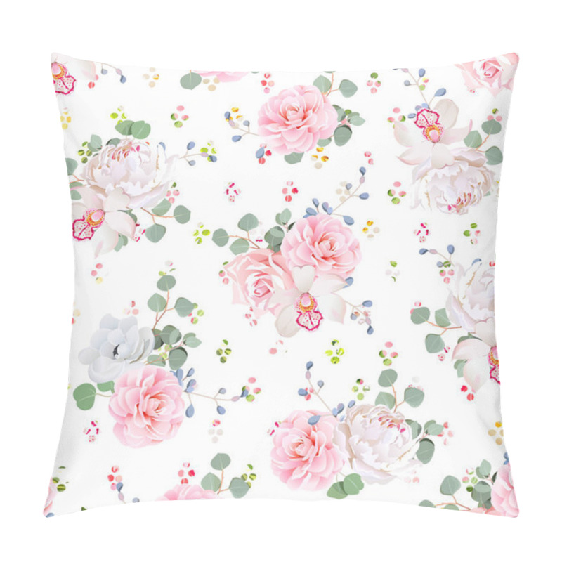 Personality  Romantic Bouquets Of Rose, Peony, Camellia, Orchid, Anemone, Cam Pillow Covers