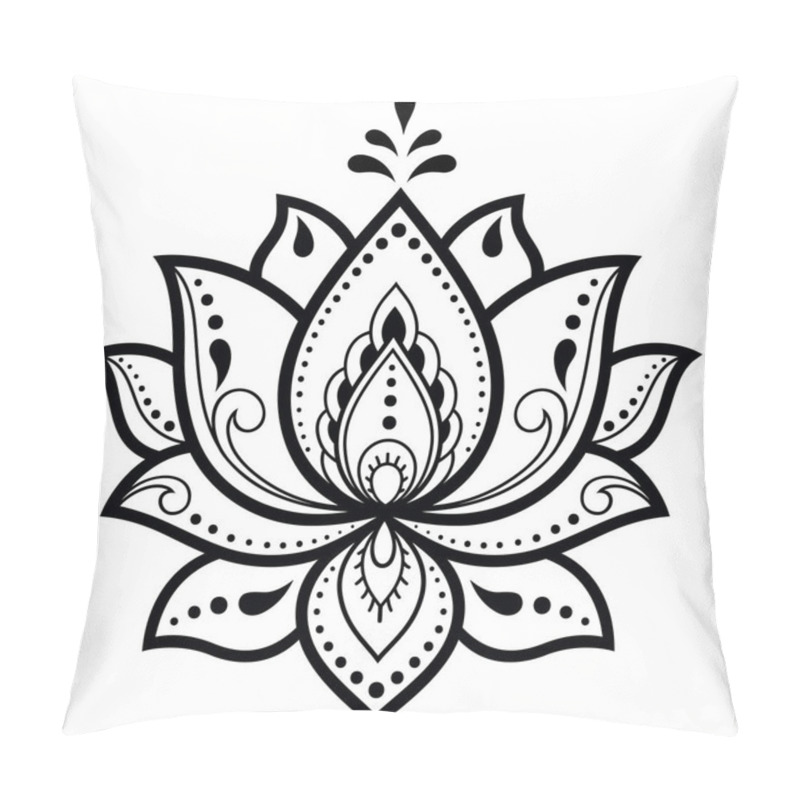 Personality  Mehndi Lotus Flower Pattern For Henna Drawing And Tattoo. Decoration In Ethnic Oriental, Indian Style. Pillow Covers