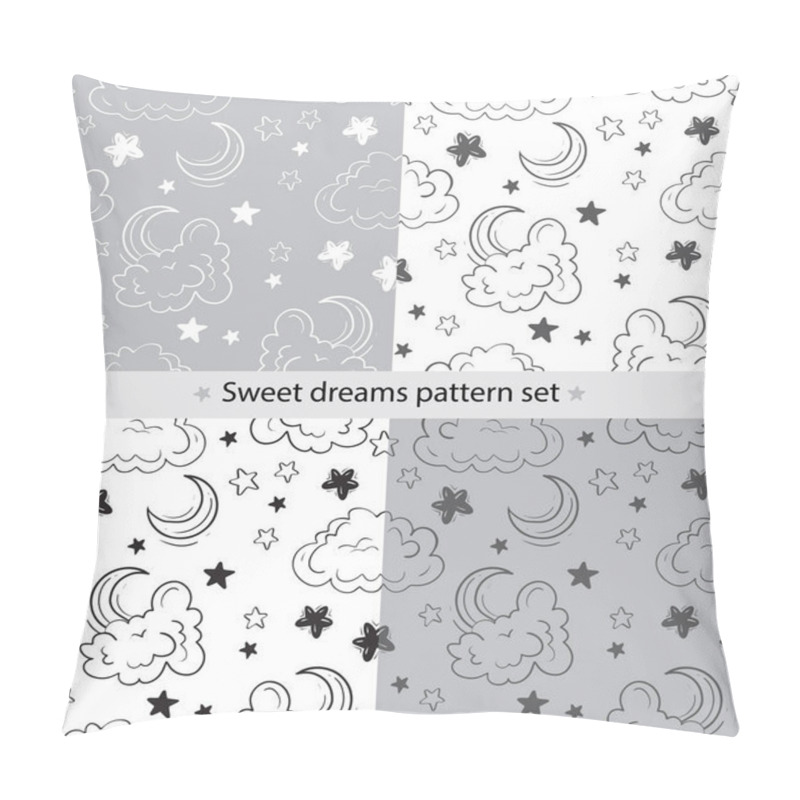 Personality  Sweet Dreams Pattern Set. Delicate Pattern For Bedding, Pajamas, Bathrobe, Children's Clothing. Textiles, Fabric, Tile, Wrapping Paper, Wallpaper. Hand Drawn Night, Beasts, Moon, Crescent Moon, Clouds Pattern.1 Pillow Covers