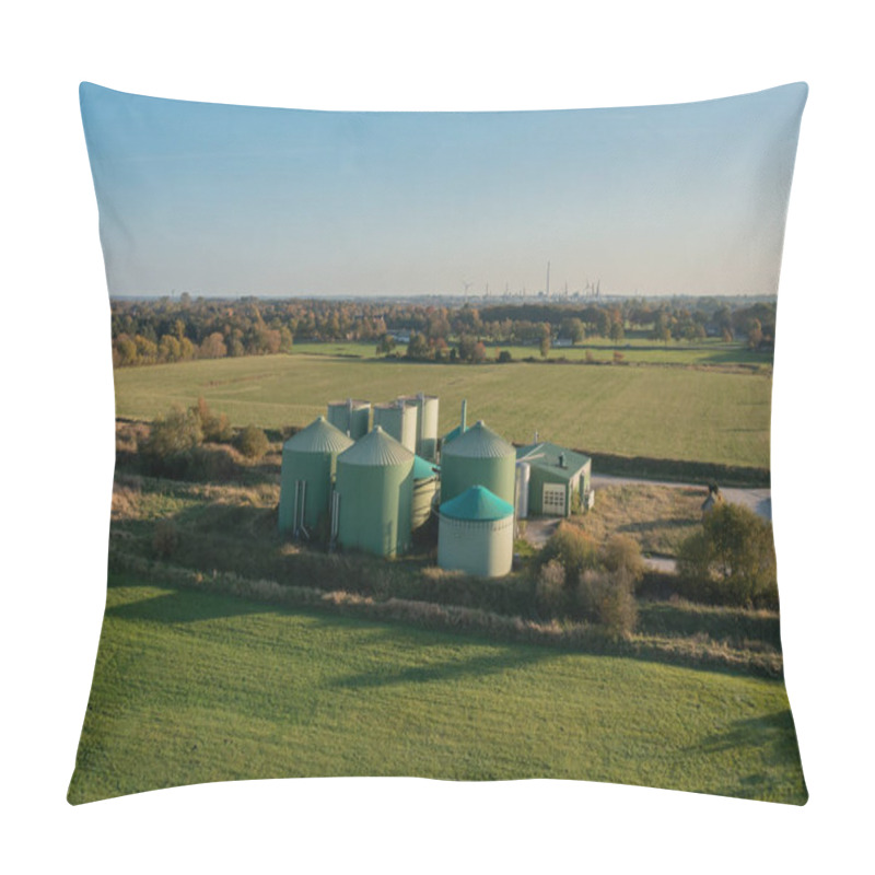 Personality  Biogas Plant From The Air Perspective Taken With A Drone Pillow Covers