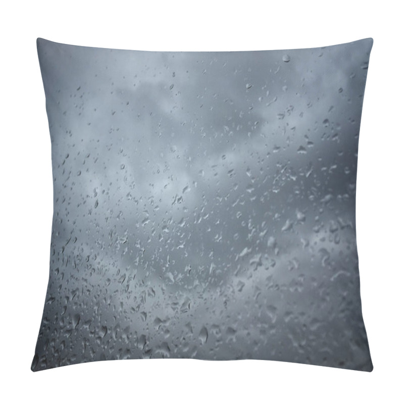 Personality  Rain Drops On Window Against Moody Sky Pillow Covers