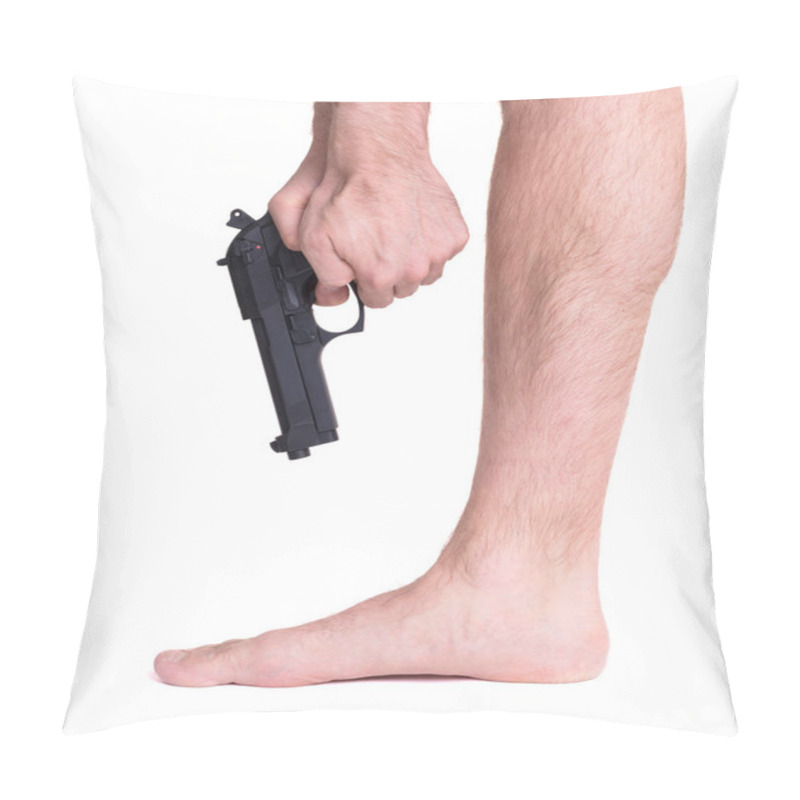 Personality  Man Shooting Himself In The Foot Pillow Covers