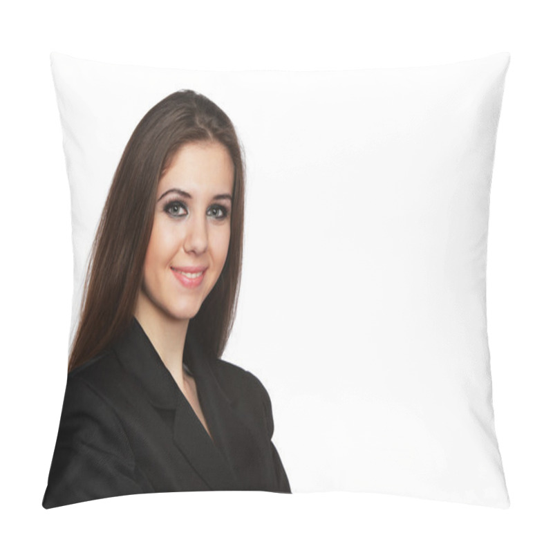 Personality  Smiling Business Woman Over White Pillow Covers