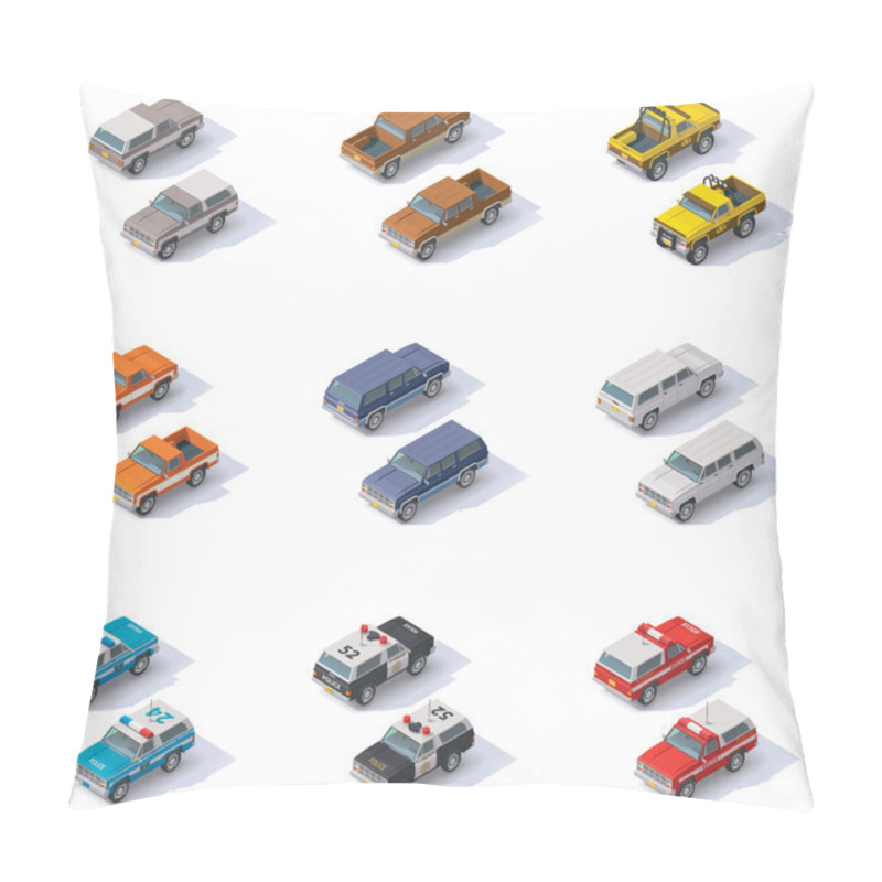 Personality  Vector Isometric SUVs Set Pillow Covers