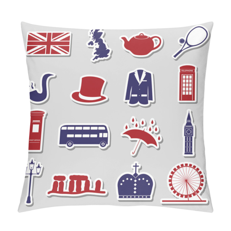 Personality  United Kingdom Country Theme Symbols Stickers Eps10 Pillow Covers