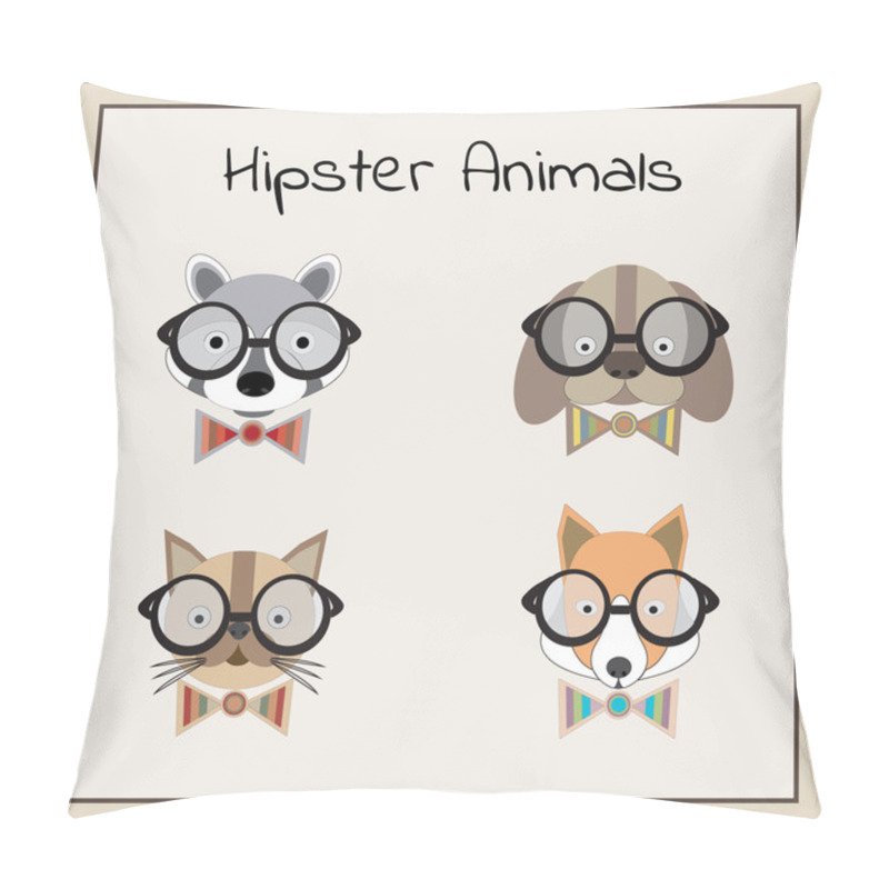 Personality  Hipster Animals Set Vector Pillow Covers