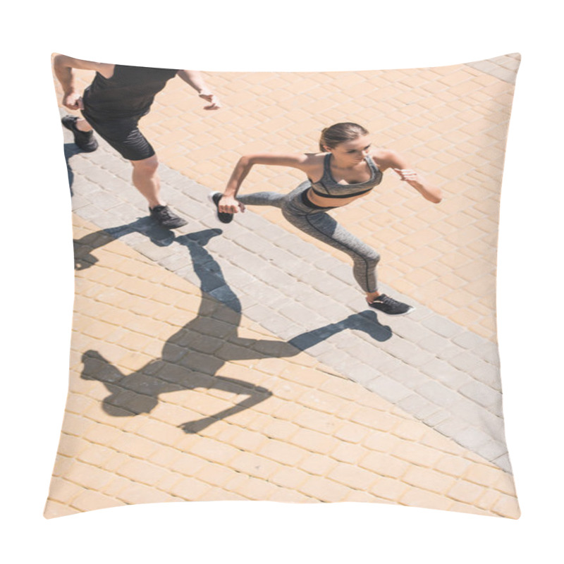 Personality  Couple Jogging On Street Pillow Covers