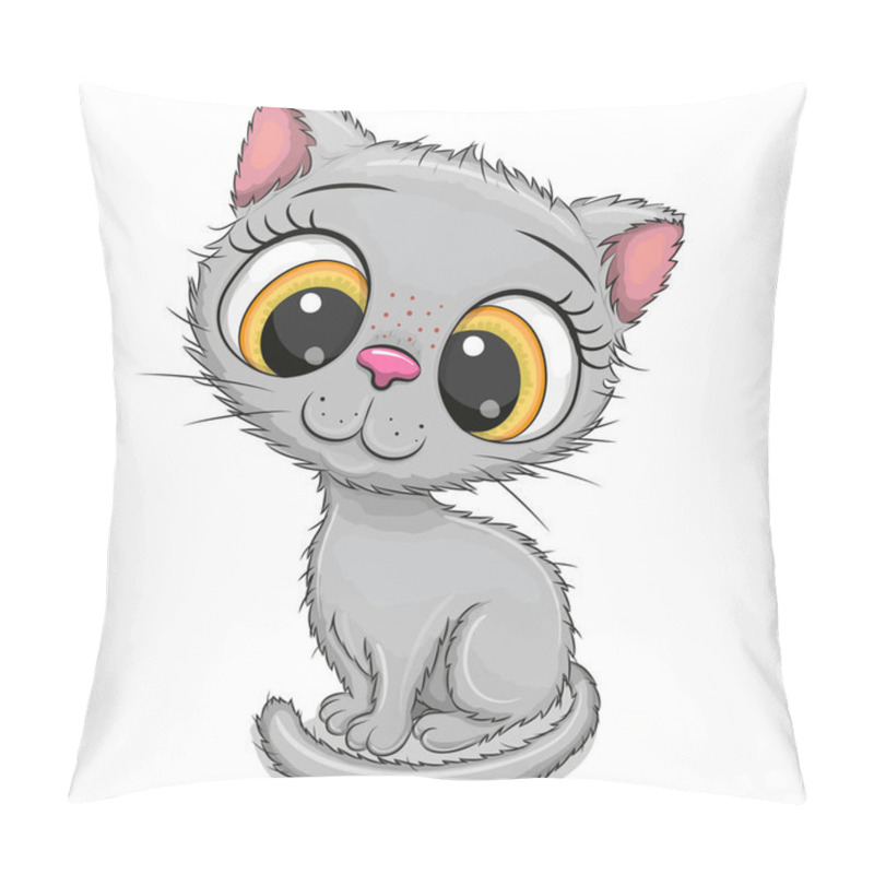 Personality  Cute Cartoon British Kitten Isolated On A White Background Pillow Covers