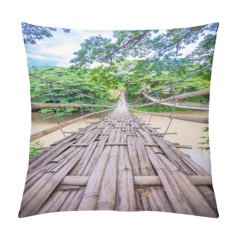 Personality  Hinged Bridge Over The River Loboc In Bohol, Philippines Pillow Covers