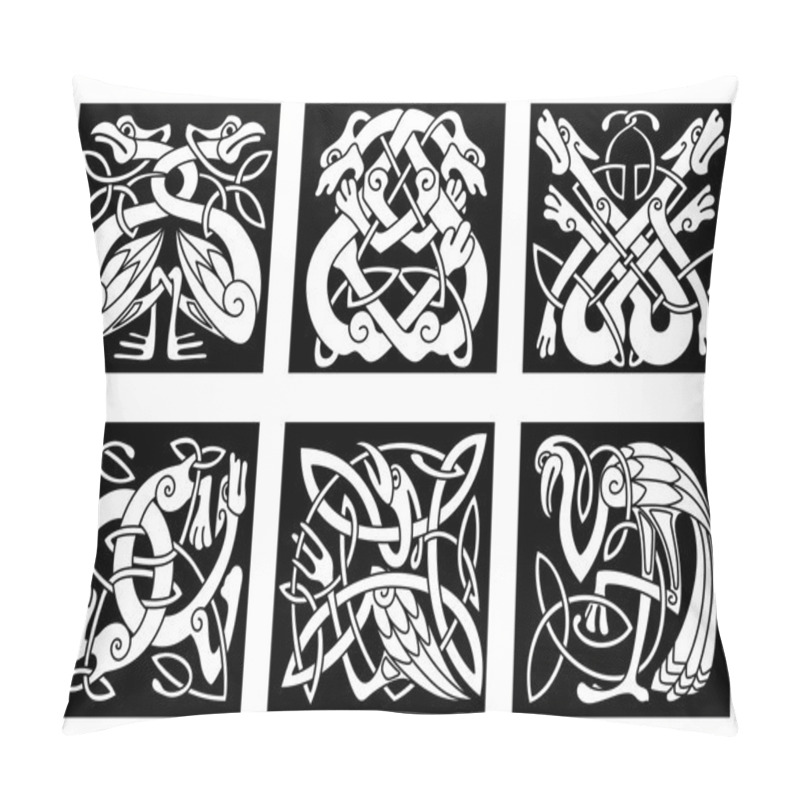 Personality  Birds And Animals In Celtic Ornament Pillow Covers