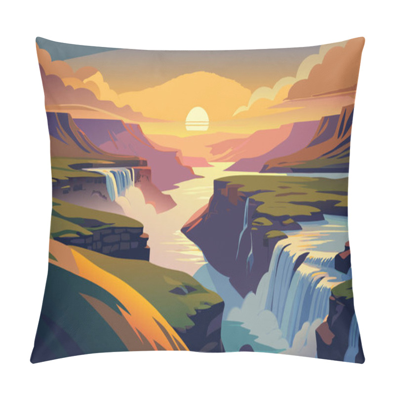 Personality  Beautiful Landscape Of Iceland. Vector Illustration Pillow Covers